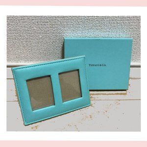 Brand New Authentic TIFFANY & CO Tiffany Blue LEATHER/Linen Double PHOTO FRAME
